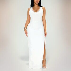 White Maxi Dress with Lace Detail